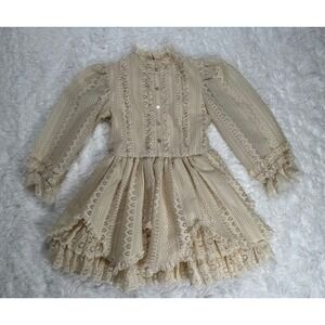 Martha's Miniatures‎ Lace Dress Ruffle Tiered Long Sleeve Girls Dress size 6x